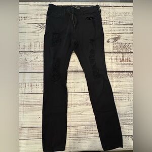 Express Black Distressed Skinny Jeans